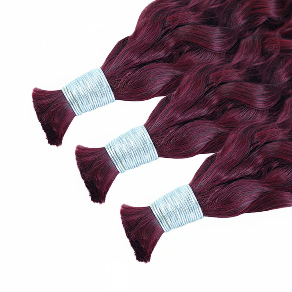 Mèches water wave sans trame cheveux humains bordeaux 99J - vue 2