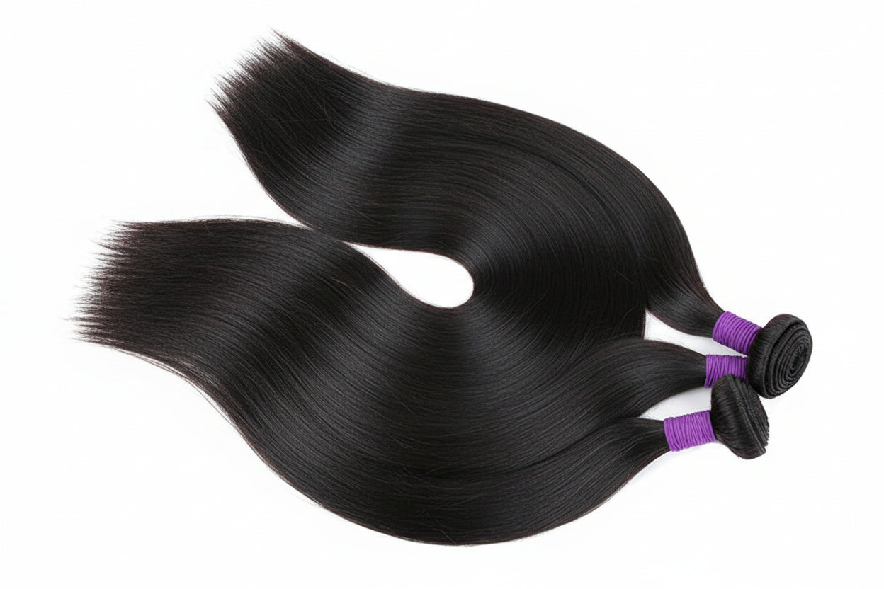 Tissage raide cheveux raw vierges cambodgiens noir naturel - vue 5