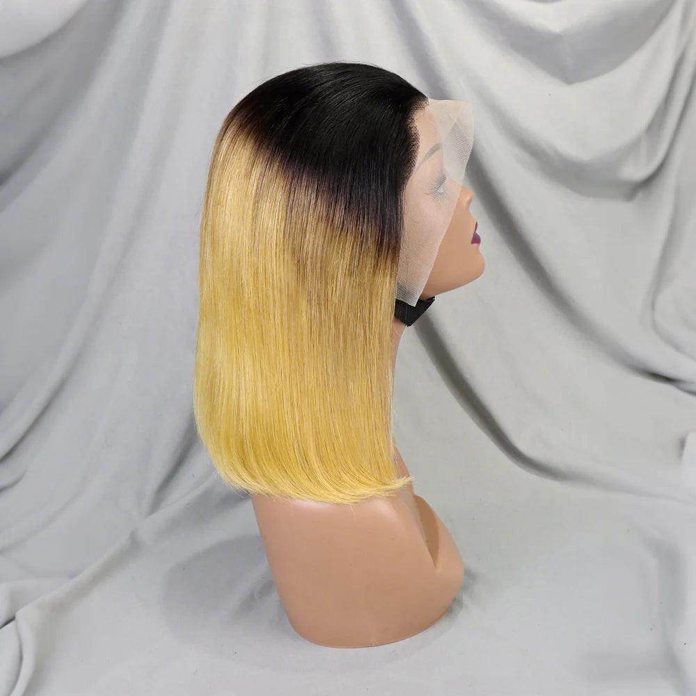 Perruque bob lisse 200% noir naturel blond miel - vue 3
