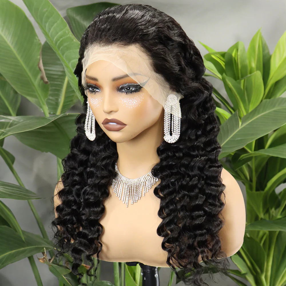 Perruque full frontal lace deep wave 280% couleur naturelle - vue 2