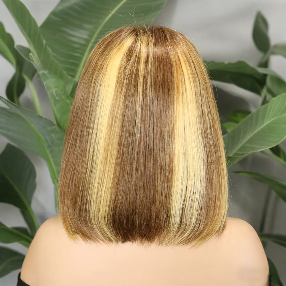 Perruque bob closure 4x4 HD lisse cheveux humains bruts vierges Remy - vue 3