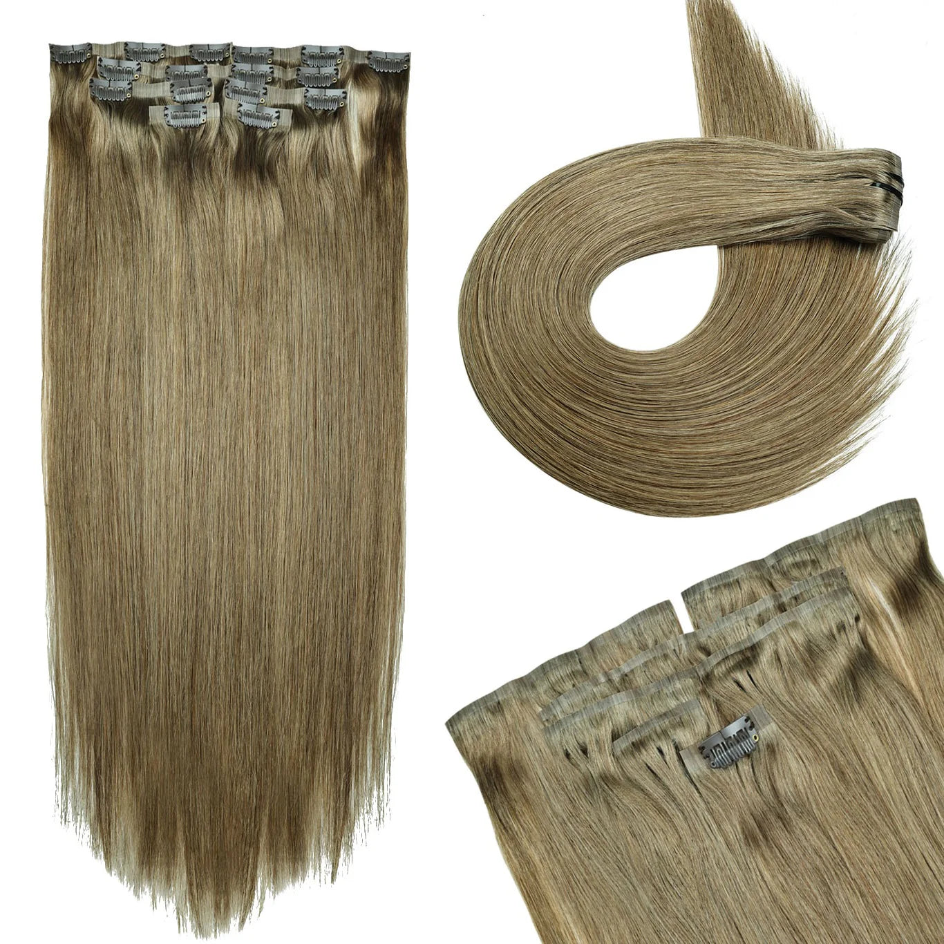Extensions clips invisibles sans couture cheveux humains Remy - vue 5