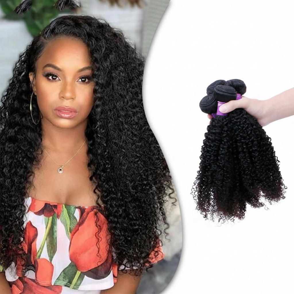 Tissage kinky curly cheveux humains vierges indiens - vue 1