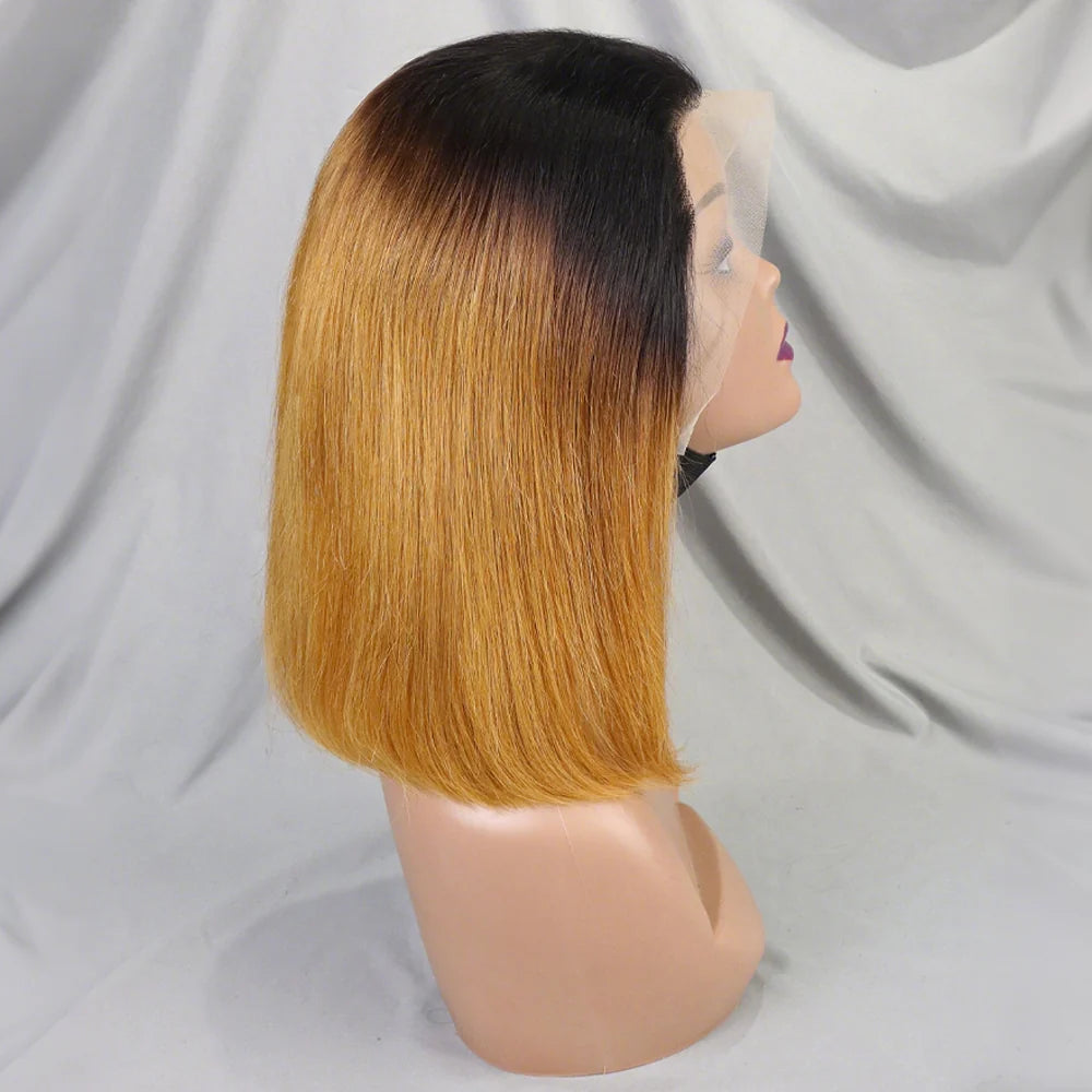 Perruque bob lisse 200% noir naturel auburn cuivré - vue 3