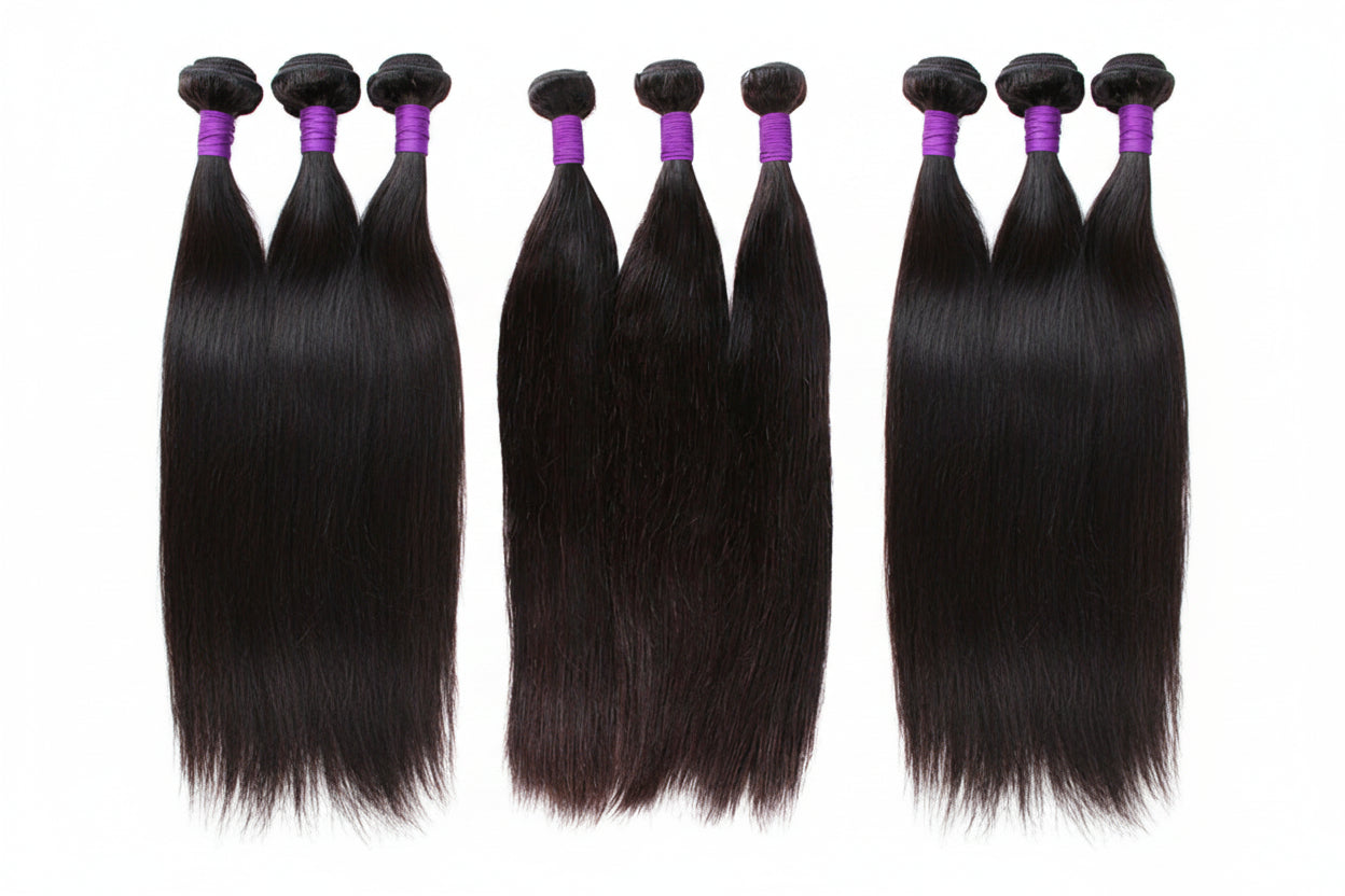 Tissage raide cheveux raw vierges cambodgiens noir naturel - vue 2