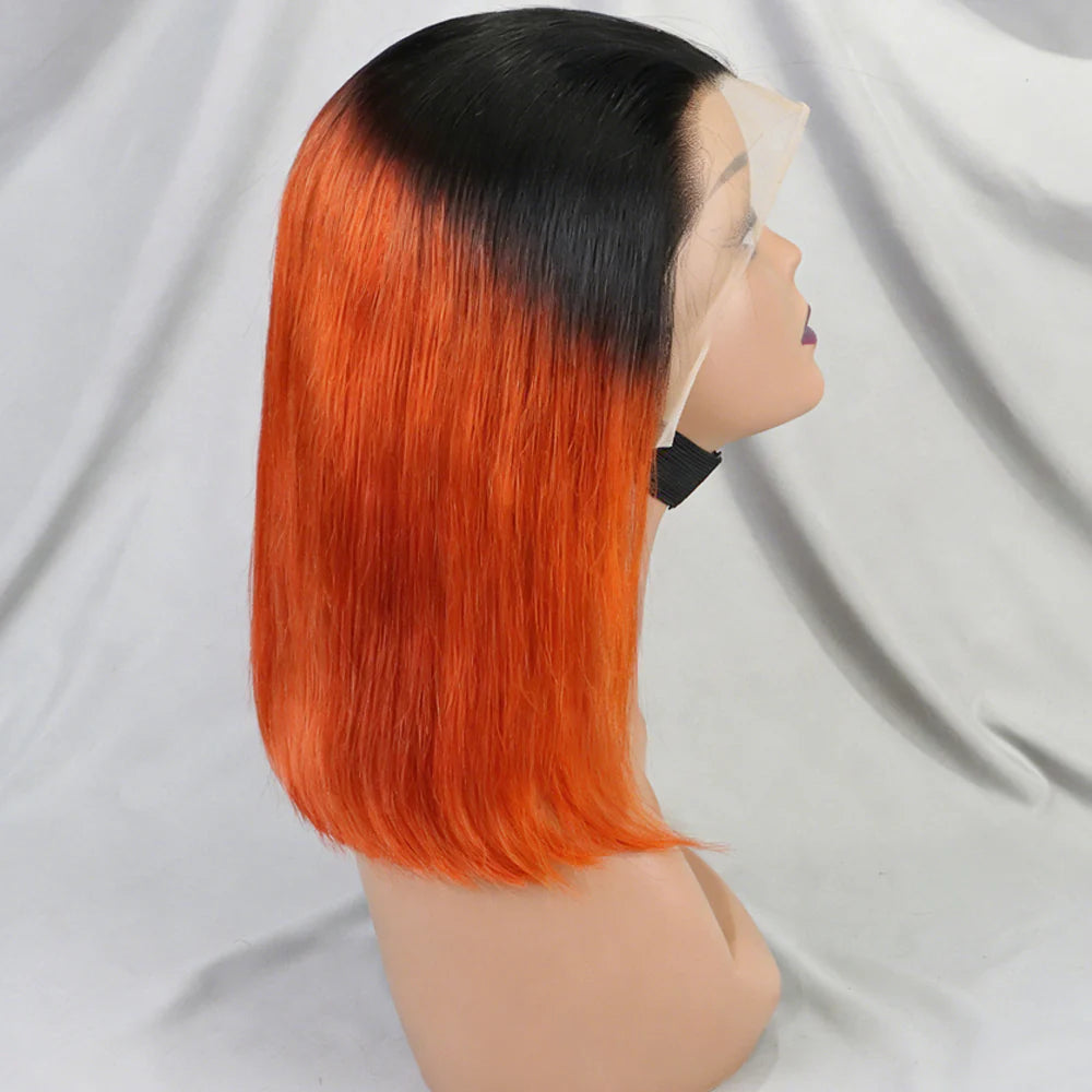 Perruque bob lisse 200% méchée noir naturel auburn cuivré - vue 4