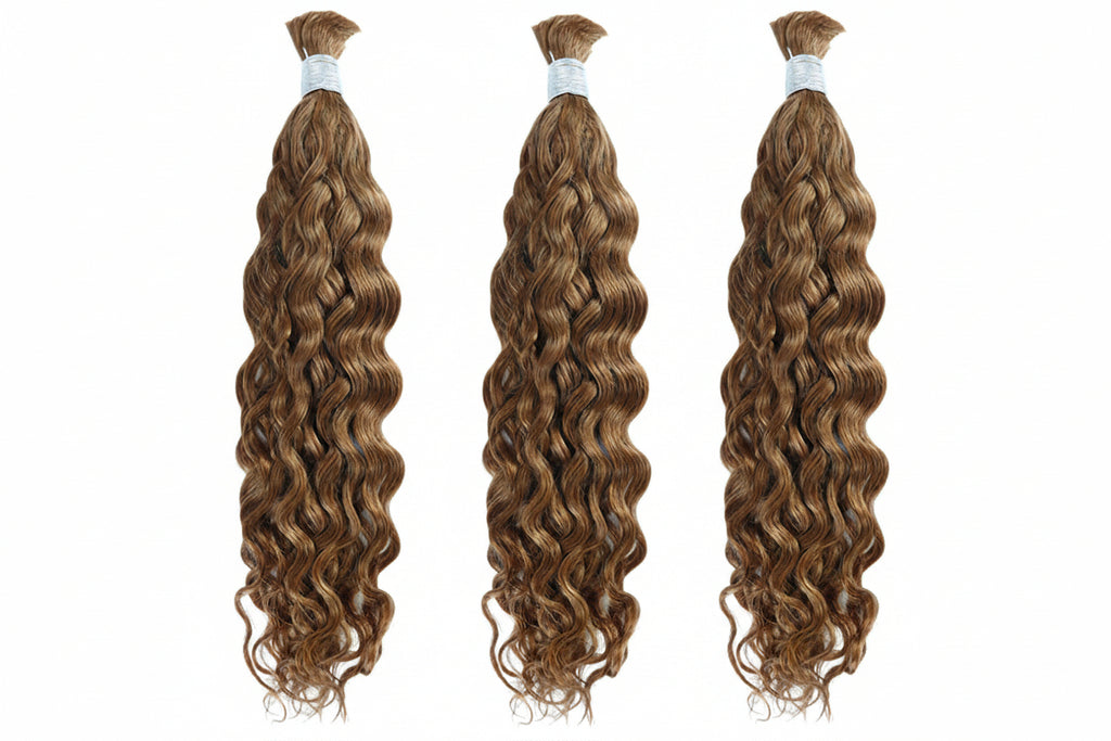Mèches water wave sans trame cheveux humains cuivré brun 30 - vue 3