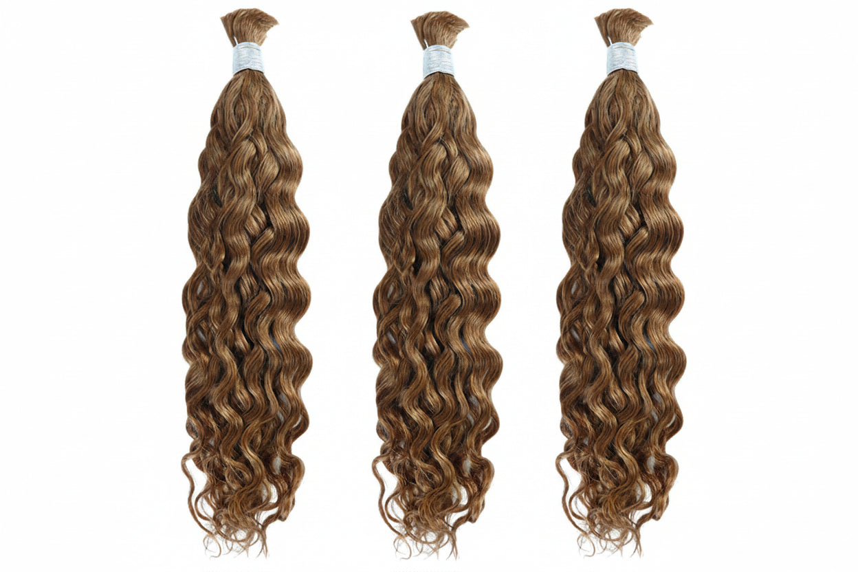 Mèches water wave sans trame cheveux humains cuivré brun 30 - vue 3