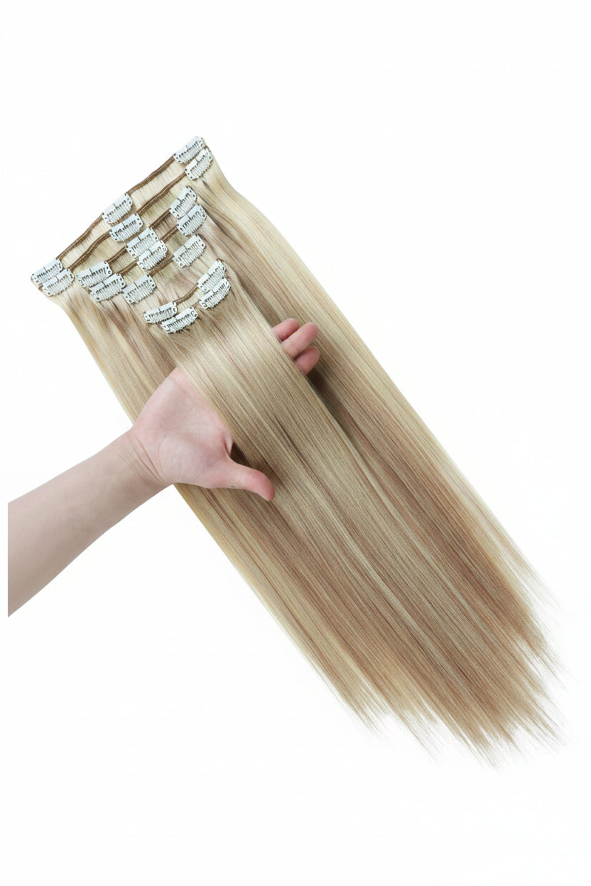 Extensions clips cheveux humains européens blond méché P10A 613 - vue 4