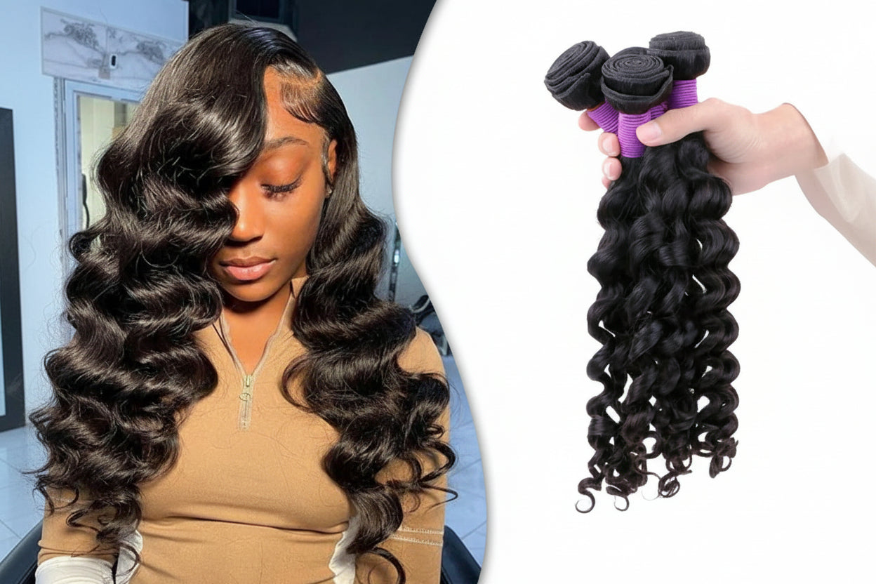 Tissage loose deep wave cheveux humains Remy noir naturel - vue 1