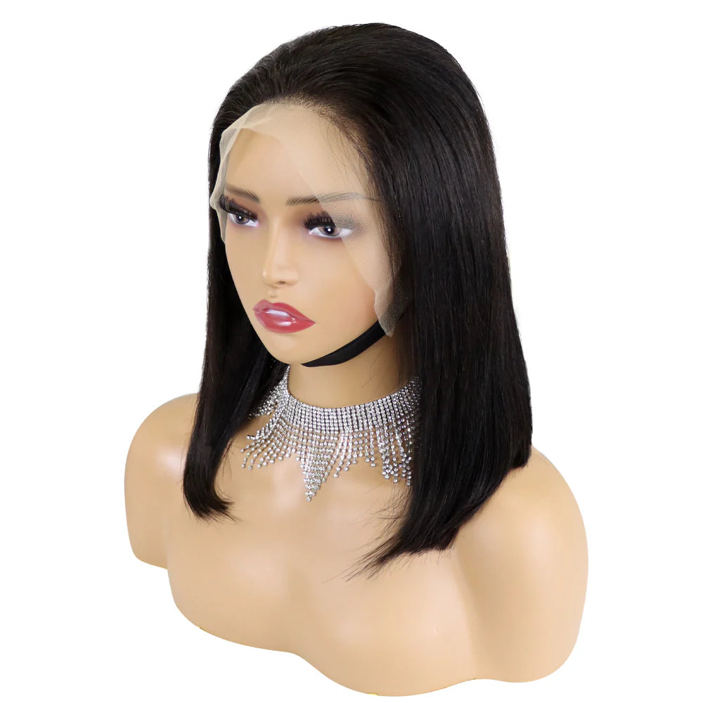 Perruque bob lisse 200% lace frontal 13x4 couleur naturelle - vue 2
