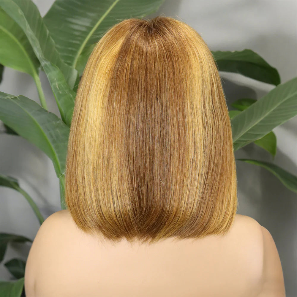 Perruque bob closure 4x4 HD lisse cheveux humains bruts vierges Remy - vue 4