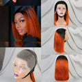 Perruque bob lisse 200% méchée noir naturel auburn cuivré - vue 1