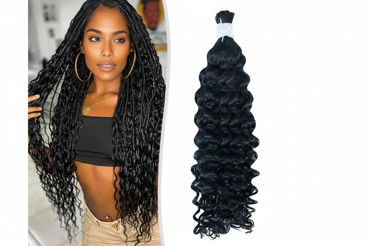Mèche deep curly sans trame noir intense jet black - vue 1